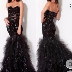 Jovani Black Strapless Sequin Gown 08142